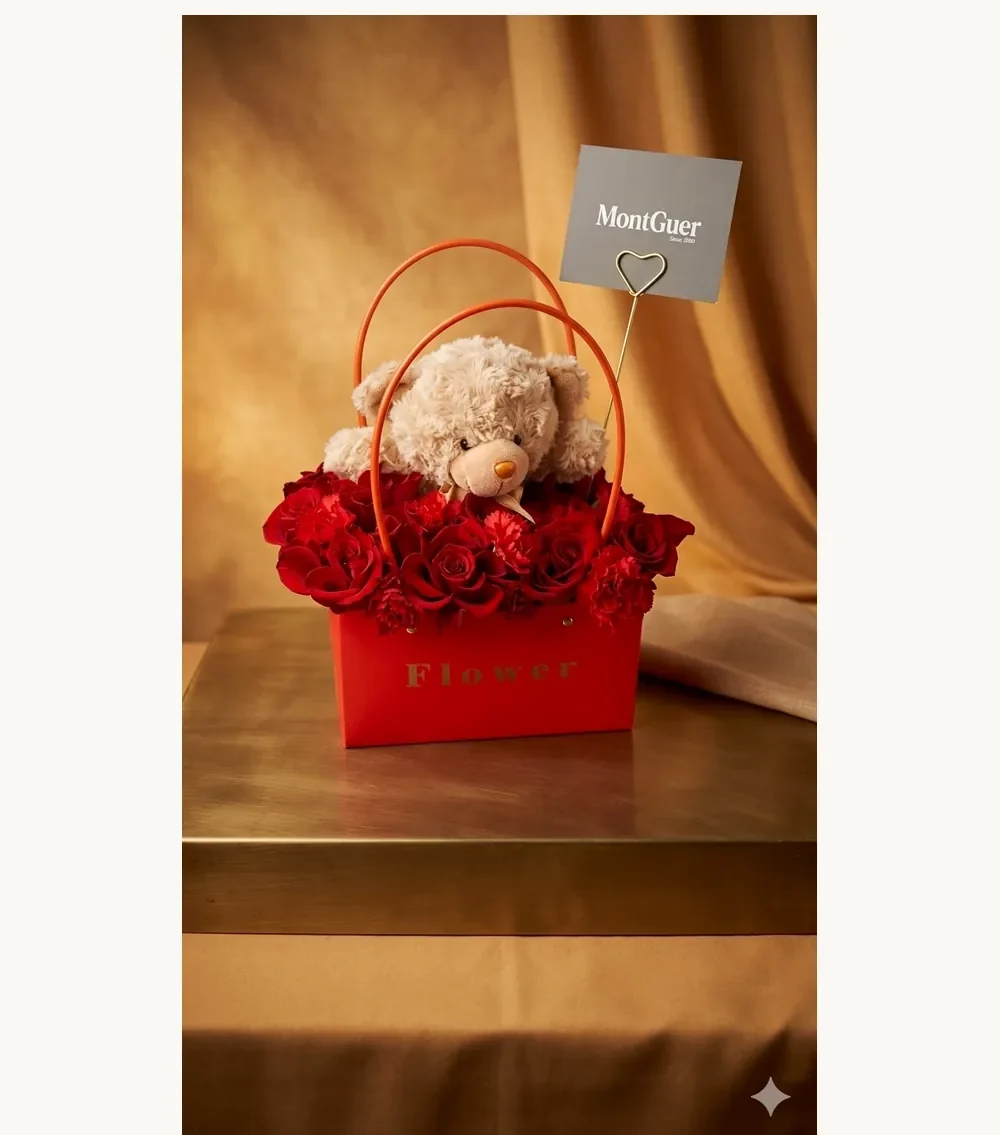 Flower Bag Osito — arreglo floral MontGuer